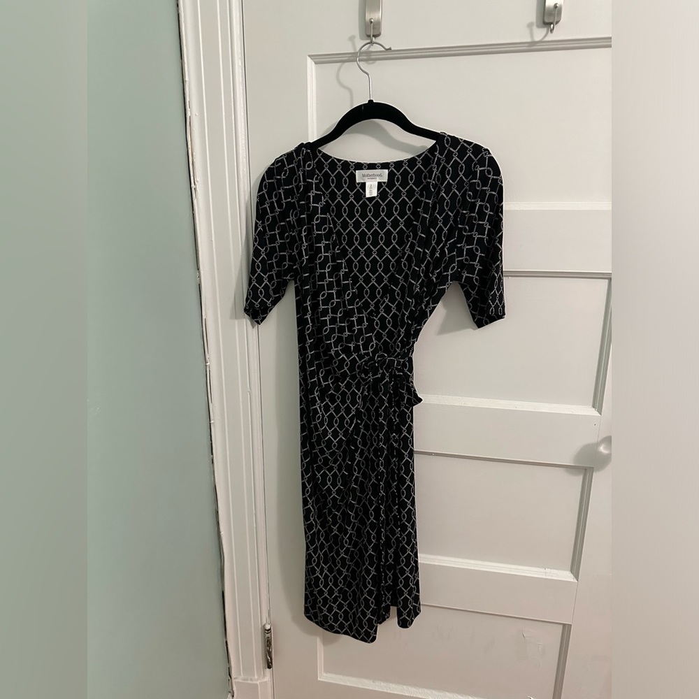 Motherhood Maternity Black Ruched Wrap Midi Dress